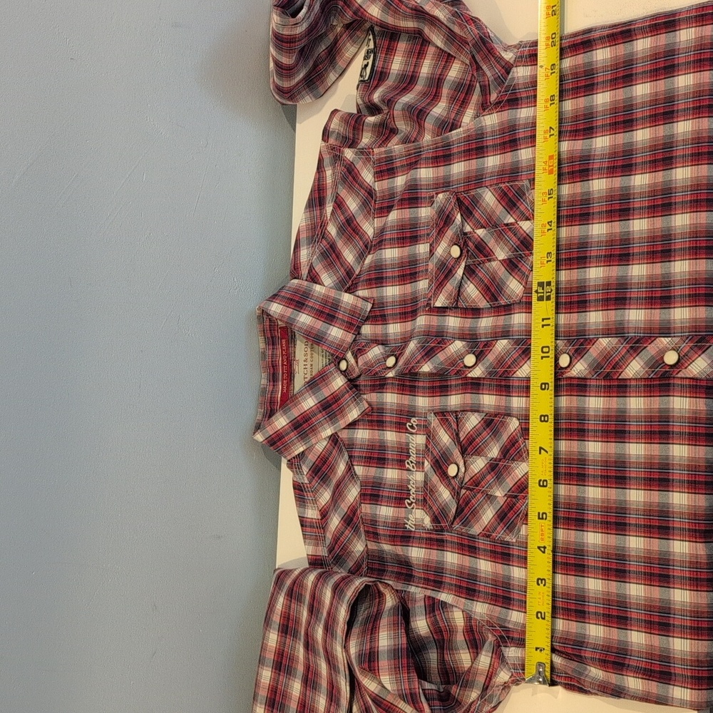 Scotch & Soda Men's Medium Western Long Sleeve Snap Button Down Plaid Shirt - Picture 12 of 16